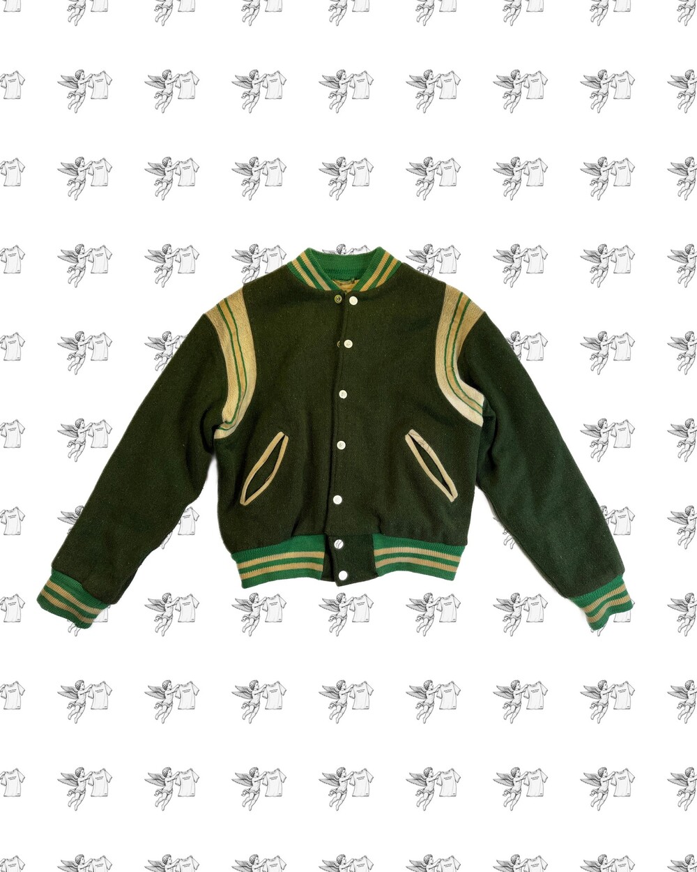 70s Vintage Green Maple Sportsware Varsity Jacket